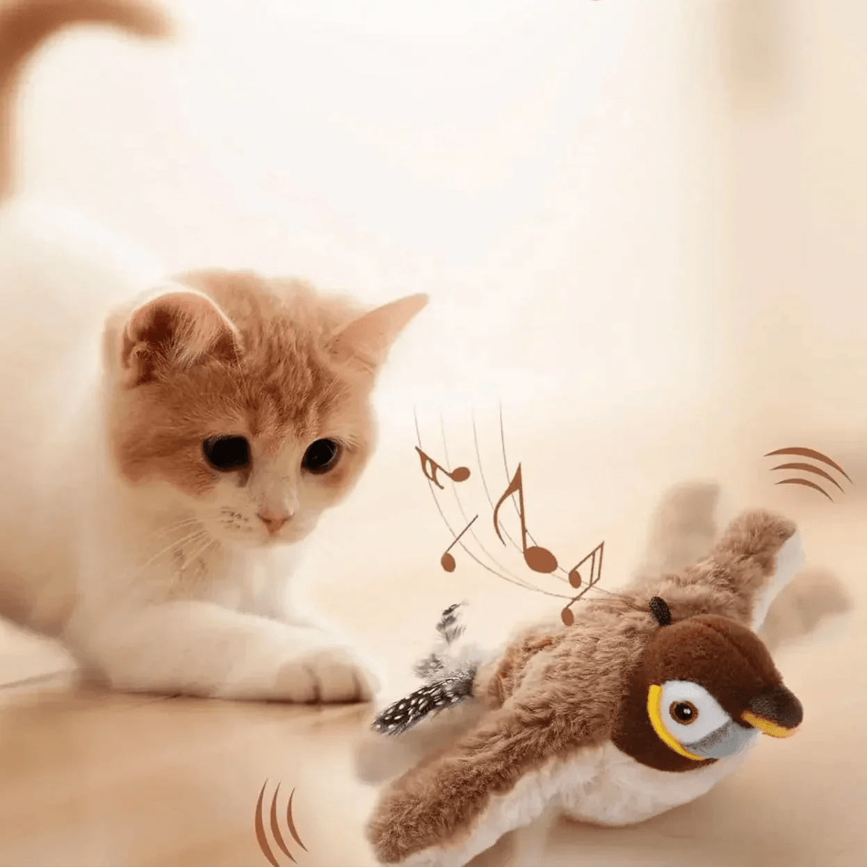 Jouets Interactifs Pour Chat - ChirpingFlappingBird™ - Marron - Chat Boutik